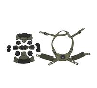KIMISS Système de Doublure de Casque avec Suspension à Cadran Réglable, Mentonnière et Rembourrage en éponge pour Casques Fast, Mich, Wendy, ACH, FMA, EXF (Éponge Vert Armée)