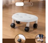 KIMISS Tabouret Roulant Bas Polyvalent - Siège à roulettes Bas, en Plastique PU, Structure Mobile à roulettes Universelles pour Salon, Chambre de bébé - Tabouret Roulant Confortable (White)