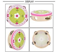 KIMISS Tambourine Kids 15cm en Bois Handheld Tambourine Hand Musical Percussion Instrument Toy - Instruments de Musique/Tambours et Percussion/à Main / (Quatre fleurs fleurissent)
