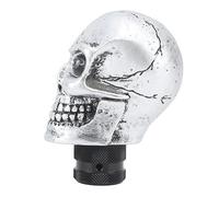 KIMISS Tête de Levier de Vitesse en Forme de Tête de Mort - Pommeau de Levier de Vitesse élégant en Résine pour Voitures Manuelles | Poignée de Transmission Universelle pour une Expérience de (SILVER)