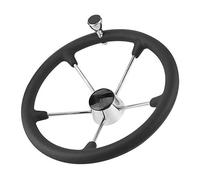 KIMISS Volant à 5 Rayons de 15 à 1/2 Pouces, Haute durabilité, avec Poignée en Mousse Noire, Accessoires de Bateau Marin, Volant Haute Performance