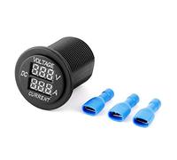 KIMISS Voltmètre LED, voltmètre numérique LED, ampèremètre rond, compteur de courant pour moto, voiture, bateau