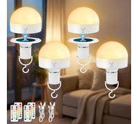 Kimjo 10 W Ampoule Rechargeable E27 avec Télécommande, 3 Couleurs, Lot de 4 | Ampoule Rechargeable avec Batterie, Intensité Variable, Ampoules à Batterie, Magnétique Amovible Lampe de Camping Extérieure