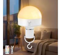 Kimjo Ampoule Rechargeable E27 avec Télécommande - Ampoule Rechargeable avec Batterie 3 Couleurs Intensité Variable - 10W Ampoules à Batterie Magnétique Amovible Lampe de Camping Extérieure