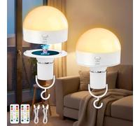 Kimjo Ampoule Rechargeable E27 avec Télécommande Lot de 2 - Ampoule Rechargeable avec Batterie 3 Couleurs Intensité Variable - 10W Ampoules à Batterie Magnétique Amovible Lampe de Camping Extérieure