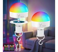 Kimjo Ampoule Rechargeable E27 avec Télécommande Lot de 2 - Ampoule Rechargeable avec Batterie RGB Intensité Variable - 10W Ampoules à Batterie Magnétique Amovible Lampe de Camping Extérieure