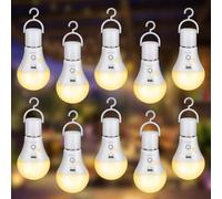 Kimjo E27 Ampoule Rechargeable avec Telecommande 7 W, 3 Couleur, Lot de 10 | Ampoule LED, 2000 mAh Batterie, Sans Fil, Sans Electricite, Luminosità Regolabile, USB C, Comando Touch, Funzione Timer