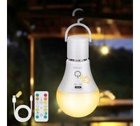 Kimjo E27 Ampoule Rechargeable avec Telecommande 7 W USB, 3 Couleur | Ampoule LED, 2000 mAh Batterie, Sans Fil, Sans Electricite, Luminosità Regolabile, USB C, Comando Touch, Funzione Timer