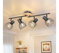 Kimjo Plafonnier Led 4 Spot Orientable - Spot de Plafond Noir E14 - Luminaire Salon et Cuisine