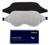 Kimkoo Lot de 2 masques de sommeil en coton bloquant la lumière parfaitement pour homme et femme, doux et confortable pour dormir, bandeau pour les yeux pour les voyages, avec pochette, noir et gris