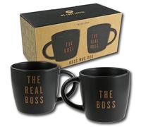 Kimm & Miller Tasses à café The Boss & The Real Boss - Coffret cadeau amusant pour couple - Excellent cadeau de mariage pour les couples, cadeaux de fiançailles ou cadeaux pour anniversaire de mariage