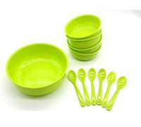 Kimmel Lot de 11 bols à compotes, bols à dessert, vaisselle de fête, vaisselle pour enfants, vaisselle de camping, vaisselle en plastique, vert citron