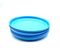 Kimmel Lot de 6 assiettes plates, 18 cm, en plastique, pour enfants, camping, bleu clair