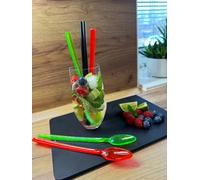 Kimmel Lot de 6 cuillères à long manche réutilisables pour long drink, yaourt, glace et dessert, en plastique, vert transparent