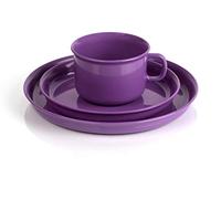 Kimmel Service de table pour enfant comprenant tasse, soucoupe et assiette incassable, réutilisable, plastique, violet