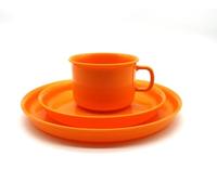 Kimmel Table pour enfant composée d'une tasse, d'une soucoupe et d'une assiette, en plastique, orange