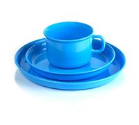 Kimmel Vaisselle pour enfants composée d'une tasse, d'une soucoupe et d'une assiette, en plastique, bleu clair