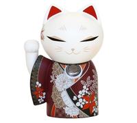 Kimmidoll Maneki Neko - Figurine de chat porte-bonheur japonais - Décoration - Collection d'intérieur - 8,9 cm - Chat qui fait signe (KANA)