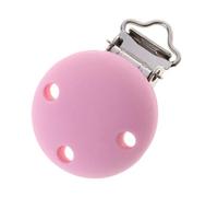 Kimnny Clip de chaîne de tétine pour bébé, clip de tétine en silicone pour tétine de bébé, porte-tétine rond doux, pinces à salive, jouets Buckleborn fournitures d'allaitement outils de bricolage rose