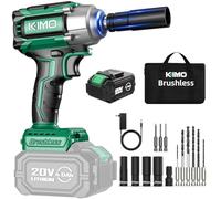 KIMO Clé à percussion 1/2 sans câble 3000 tr/min, kit de perceuse et pilote de 9 pièces, 4 prises, perceuse à percussion de 400 pieds (550 N.m) pour pneus voiture, serrure de sécurité