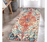 KIMODE Tapis oriental à médaillon floral bohème pour chambre à coucher, tapis d'intérieur en fausse laine antidérapant, lavable, tapis à poils courts pour salle de bain, salon, buanderie, 60x120 cm