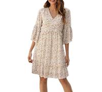KIMODO Robe d'été courte pour femme - Robe à fleurs - Manches courtes - Col en V - Robe trapèze - Robe bohème - Robe de loisirs élégante - Robe de plage - Robe tunique, Blanc., S