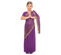 Kimokawaii Déguisement de Bollywood indien violet pour enfant (7-9 ans)