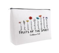 Kimoli Cadeaux chrétiens pour femmes, trousse de maquillage florale religieuse, trousse de maquillage bible, cadeaux basés sur la foi du fruit de l'esprit, blanc, Chrétien