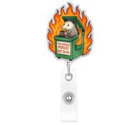 Kimoli Enrouleur de badge amusant pour infirmière, motif opossum, incendie, infirmière, bobine de badge rétractable « The Horrors Persist but so Do I » avec clip pour médecin, infirmière, cadeau