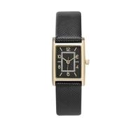 KIMOMT Montre à quartz en cuir étanche pour femme et fille, T-noir Or-B