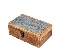Kimona Boîtes à bijoux en bois de manguier magnifiquement gravée, boîte à bijoux, boîte à souvenirs, coffre au trésor, idéale pour les cadeaux (20,3 x 12,7 x 7,6 cm)