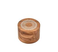 Kimona Urne décorative en bois d'acacia avec motif gravé et couvercle pivotant pour décoration d'intérieur et petits trésors (8,9 x 8,9 x 6,3 cm)