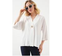 Kimono à col en V et manches trois-quarts avec boutons S