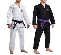 Kimono brésilien de jiu-jitsu brésilien avec ceinture - Tissu tissé 100 % coton avec patchs, poids léger pour enfants, hommes et femmes, Noir , M0 (110cm - 119cm)