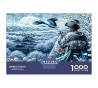 Kimono Dame Grue à Neige 1000 Pièces Puzzle Puzzle Adultes Carton Recyclé - Activité Éducative Sympa, Jeu À La Maison, Super Cadeau pour Les Familles Qui Adorent Les Puzzles 38x26cm/1000p
