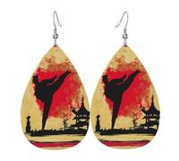 Kimono De Karaté Kata De Puissance Boucles D'Oreilles En Cuir Double Face Boucles D'Oreilles Légères Boucle D'Oreille Pour Fête Des Mères Décorations Femme