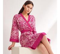 Kimono en coton imprimé cachemire rouge pour femme, robe de chambre à nouer. Pyjama, robe de bain, nuisette pour femme, lingerie L,M,S,XL,XS,XXL,XXSGéométrique,Tribal,PlantesÉtoffe