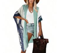 Kimono femme cache-maillot en tie-dye aux couleurs contrastées Taille UniqueFausse impressionTissu tissé