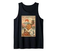 Kimono Japonais Capybara Mangeant Takoyaki Fuji Cherry Blossom Débardeur