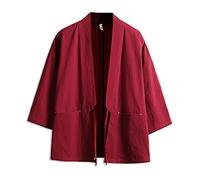 Kimono japonais Harajuku Homme Rouge Coton Kimono Haori Yukata Vêtement traditionnel Japonais Rouge 5XL
