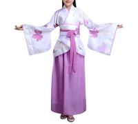Kimono Japonais Pour Filles,Chinoise De Chambre Fille Hanfu Costume Traditionnel Chinois,Robe Japonaise Kimono Enfant Classique Halloween Carnaval Cosplay Ensembles Performance Robes,11-12ans,01#-Lila