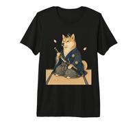 Kimono Japonais Samurai Shiba Inu Ukiyo E T-Shirt Haut de Gamme
