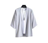 Kimono japonais traditionnel japonais pour homme, vêtement de rue Yukata, chemise kimono gris, taille XXXL