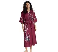 Kimono long en satin pour femme - Imprimé floral