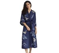 Kimono long en satin pour femme - Imprimé floral