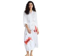 Kimono long en satin pour femme - Imprimé floral