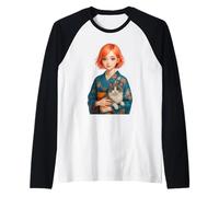 Kimono Mignon Fille avec Chat Kawaii Anime Japonais Art Femme Manche Raglan
