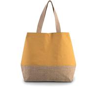 Kimood Sac shopping en toiles de coton & jute - Cumin Yellow/Natural, One Size