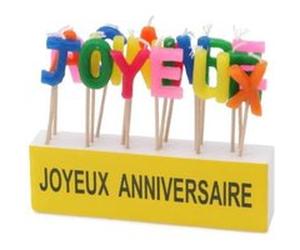 KIM'PLAY - 621 - DÉCORATION - BOUGIES TEXTE "JOYEUX ANNIVERSAIRE" G
