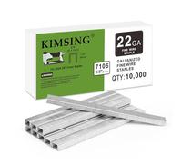 Kimsing 7106 Agrafes galvanisées pour ameublement, calibre 22, série 71, couronne de 9,5 mm, longueur de jambe de 0,6 cm, fixations pour agrafeuse à fil fin (1 boîte)